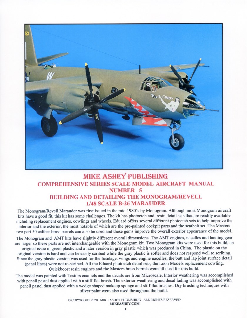 Monogram-revell 1/48 scale B-26 Marauder scale model manual 